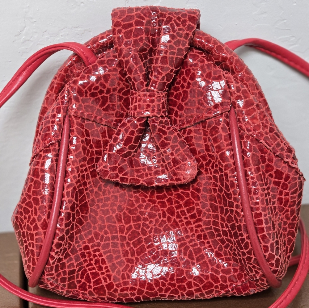 Red Textured Women's Backpack